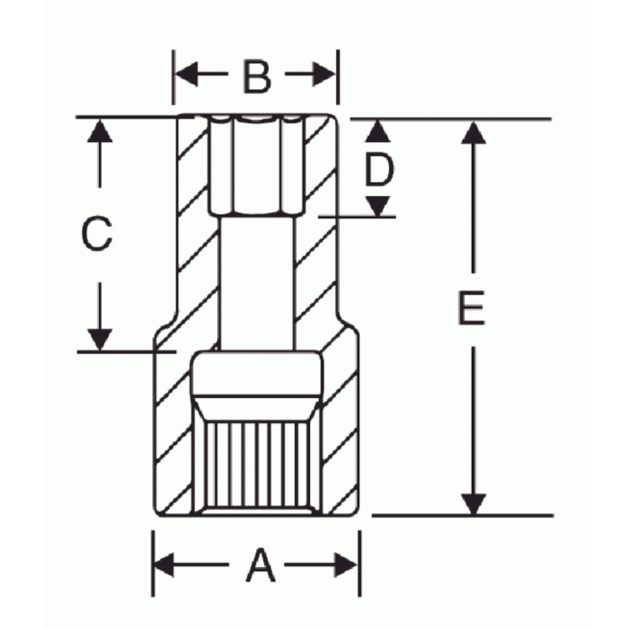 5041MDT No. 5 Spline Drive x 41mm Deep Length ThinWall Impact Socket
