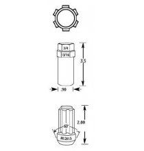 98-0419L 14mm x 1.5 Spline Duplex Acorn Qty:1